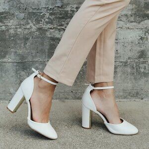 Lulus Laura Off White Ankle Strap Heels - Size 6